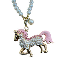 Multiple Color Sparkling Rhinestones Horse Decoration-Pink