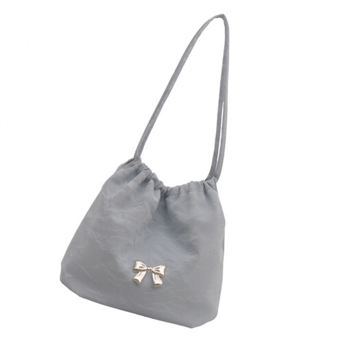 Einzigartige PU-Beuteltasche mit Kordelzug-Design,-Silber