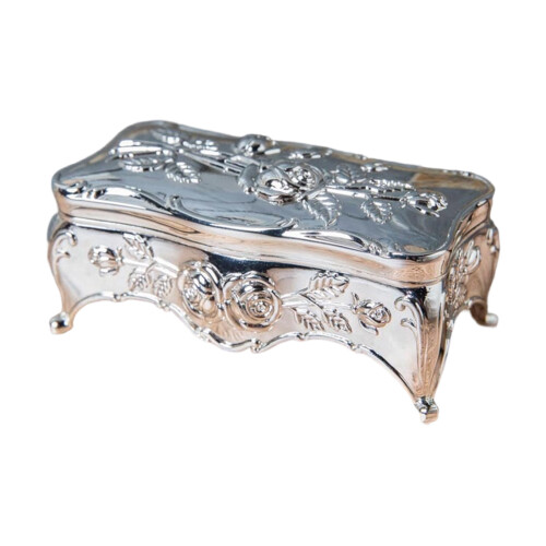 Elegante Romance Rose Designs Schmuckschatulle mit-Silber