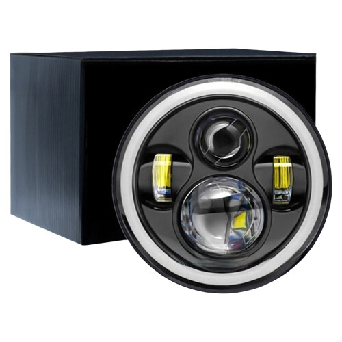 Farol de LED modificado de 7 polegadas, 60W e 4 LEDs com tecnologia Angel Eye para motocicletas e veículos off-road. 1