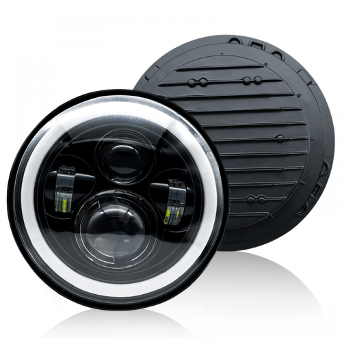 Farol de LED modificado de 7 polegadas, 60W e 4 LEDs com tecnologia Angel Eye para motocicletas e veículos off-road. 2