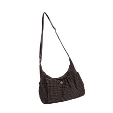 Trendy nylon schoudertas in Koreaanse stijl,-Koffie