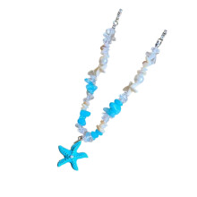 Stijlvolle oceaanthema blauwe schelp of zeester kralen ketting-A
