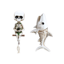 Skelett-Angler-Hai-Skulpturen, Kunstharze, Schnitzerei, gotische