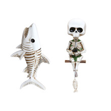 Pack de 2 statues de requin de pêche squelette, ornements