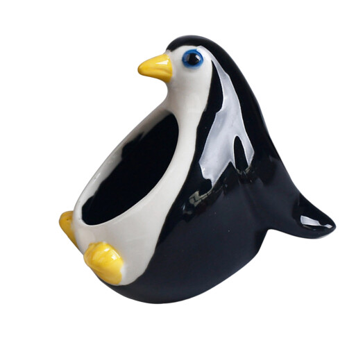Fleischiger Blumentopf aus Keramik, Tierform,-Pinguin liegt