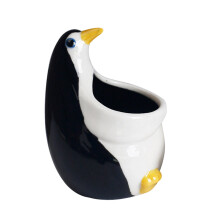 Fleischiger Blumentopf aus Keramik, Tierform,-Pinguin-Station