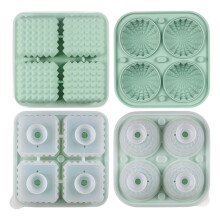 2 Pack Creative Geometric Ice Cubes Molds Silicone Ice-Ai Green