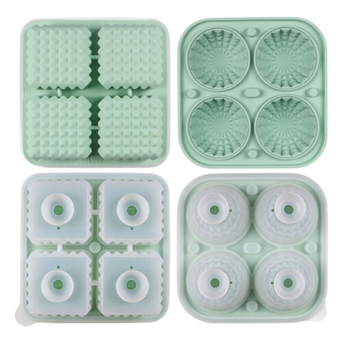 2 Pack Creative Geometric Ice Cubes Molds Silicone Ice-Ai Green