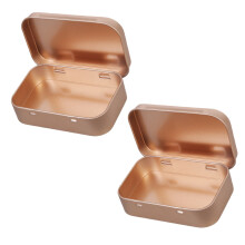 2 Pieces Retro Styles Iron Storage Tins Flips Open Lid-gold