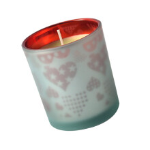 Decoratieve geurkaars van rood glas, liefdeshart,-Liefde
