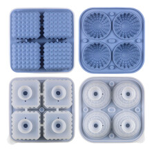 Square and Round Silicone Ice Cubes Molds Flexible Ice-Blue