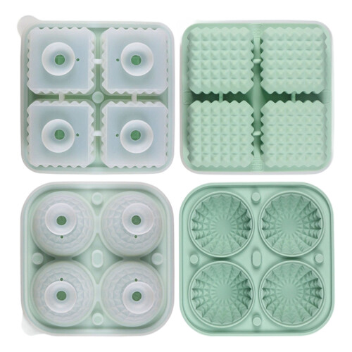 2 Pack Creative Geometric Ice Cubes Molds Silicone Ice-Ai Green