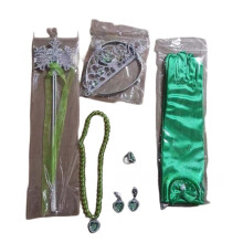 Schmuckset „Belle Prinzessin“ für Kinder: Kopfbedeckung, Zepter, Halskette, Handschuhe, Ring, Ohrringe, goldene und rote Prinzessinnenkrone