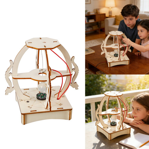 Interaktives Physik-Experiment, Holz-Erdbeben-Alarm-Baukasten, 1