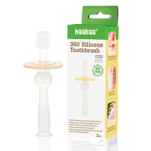 Haakaa 360° Silicone Baby Toothbrush Teether Gift Massage Teething Gum Cleaner Soother (Clear)