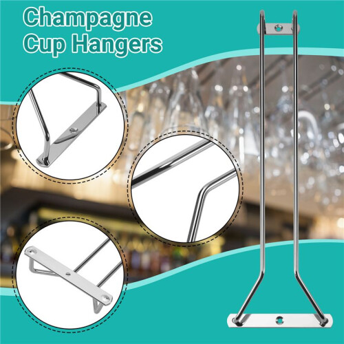 Glas Wein Champagner Cup Hangers Rack Halter mit Schrauben (Silber) 2