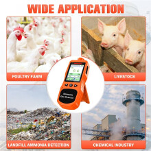 US PLUG,Portable Ammonia Gas Detector,0-200 PPM Monitor with Temperature Humidity Tester for Farm,Poultry,Pig&Livestock