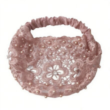 Delicate Lace Headwrap Adjustable Wide Hairband Perfect-Pink