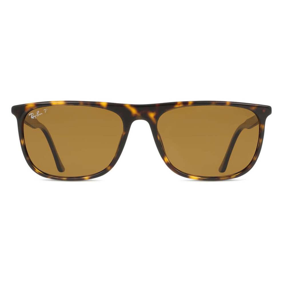 Ray-Ban Rectangle Square Havana Acetate Sunglasses - Green Lenses - Image 7