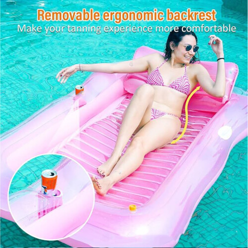 Adjustable Inflatable Pool Bed Float Mattress Cushion With-pink 1