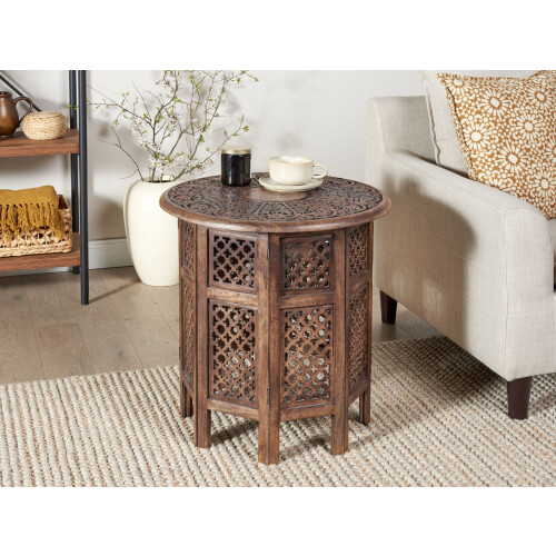 Beliani Side Table KUMALI Mango Wood Brown 1