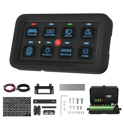 8 Gang  Panel RGB LED Light  Panel Multifunction Toggle/Momentary/Pulsed Touch Control  Pod Box