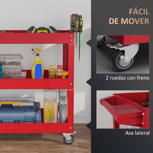 Durhand Carro de Herramienta Rojo 83 x 35.3 x 76 cm 2