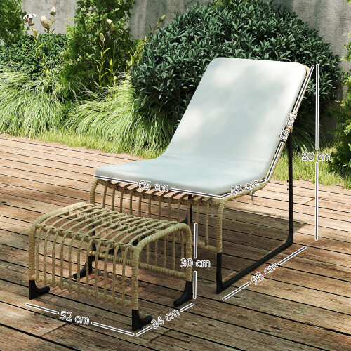 Outsunny Conjunto Sillón Ratán Bicolor 93 x 65 x 80 cm 2