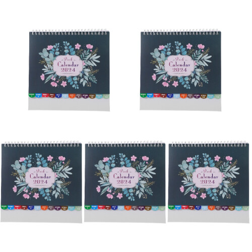 5Pcs Multi Color Paper Office Calendar Desktop Daily Use Standing Flip