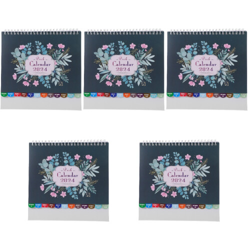 5Pcs Multi Color Paper Office Calendar Desktop Daily Use Standing Flip 1