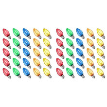 50PCS Party Decor Colored Plastic LED Bulbs Shatterproof Multicolor Candle  Light Bulb for Holiday Roofline Garden