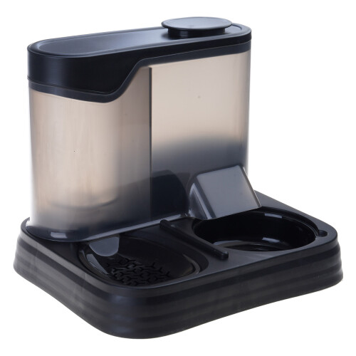 Automatic Bottle Cats Dog Bowls Set Space Saving Feeder-Black
