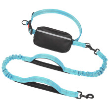 Reflective Elastic Dog Leashes Adjust Waist Belt-Sky Blue