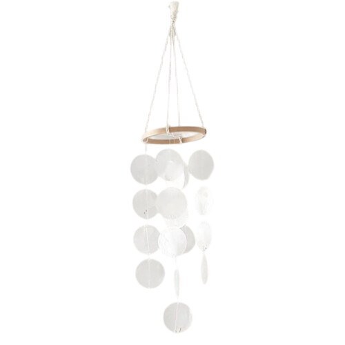 Handcrafted Capiz Shell Windchime Coastal-white shell wind chi