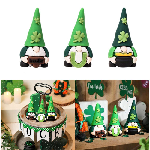 Patricks Day Gnomes Decors Mini Resins Gnomes Figurines-15pcs 1