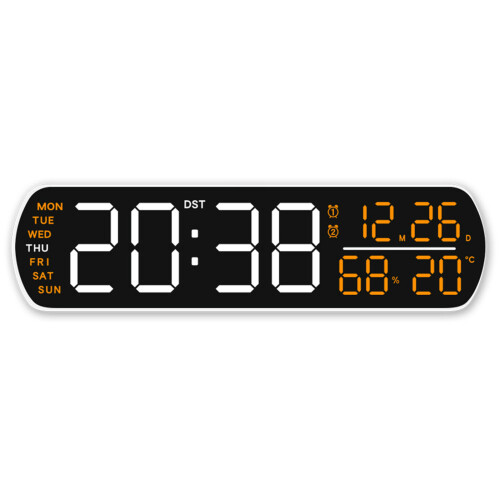 Large Display Digital Clock Digital Wall-white shellOrange l