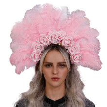 Elegant Feathered Crowns Hairband NonSlip Design Party-Pink