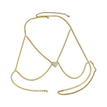 Delicate Metal Heart Pendant with Dangling Tassels-Gold-color