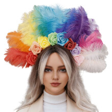 Colorful Feathered Headband Rose Flower-Color matching 1