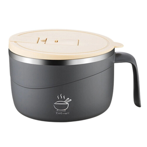 Insulated Food Container With/no Foldable Spoon Attach-Gray 1