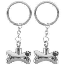 2Pièces Pendentifs Clé Os Pour Animal Argenté Robuste