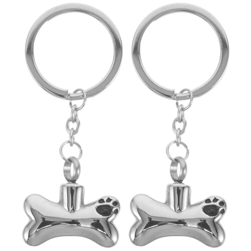 2Pièces Pendentifs Clé Os Pour Animal Argenté Robuste