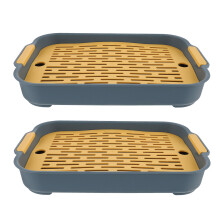 2Pcs Blue Plastic Bunny Litter Box with Antisplash Edge for Small Pets