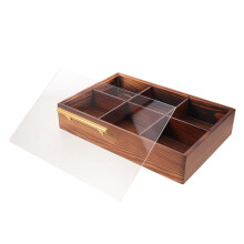Brown Wood Snack and Nut Tray with Lid Multipurpose Organizer