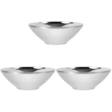 3Pcs Practical Stainless Steel Noodle and Salad Bowls for Daily Use
