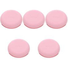 5Pcs Pink Small Silicone Powder Puff Holder Travel Makeup Storage Box