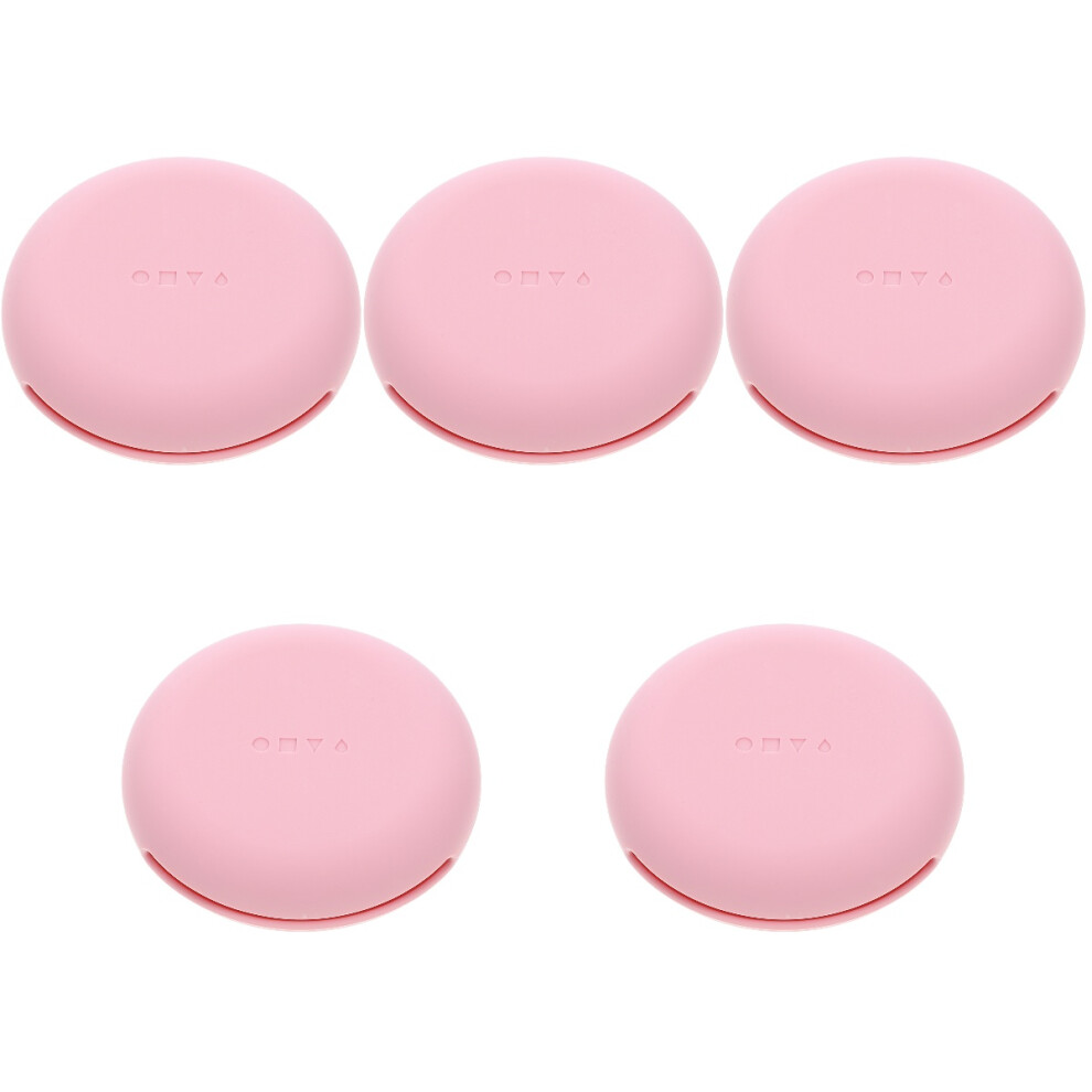 Happyyami Pink 5Pcs Small Silicone Powder Puff Holder Travel Makeup Storage Box