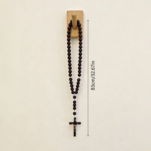 Collier Crucifix en perles de bois à longueur réglable, perles 2