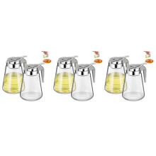 6Pcs Glass Sugar Dispenser Set with Stainless Steel Pump for Kitchen